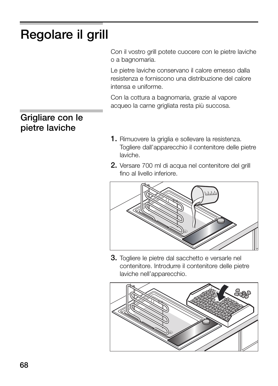 Regolare il grill, Grigliare con le pietre laviche | Neff N64K30N0 User Manual | Page 68 / 136