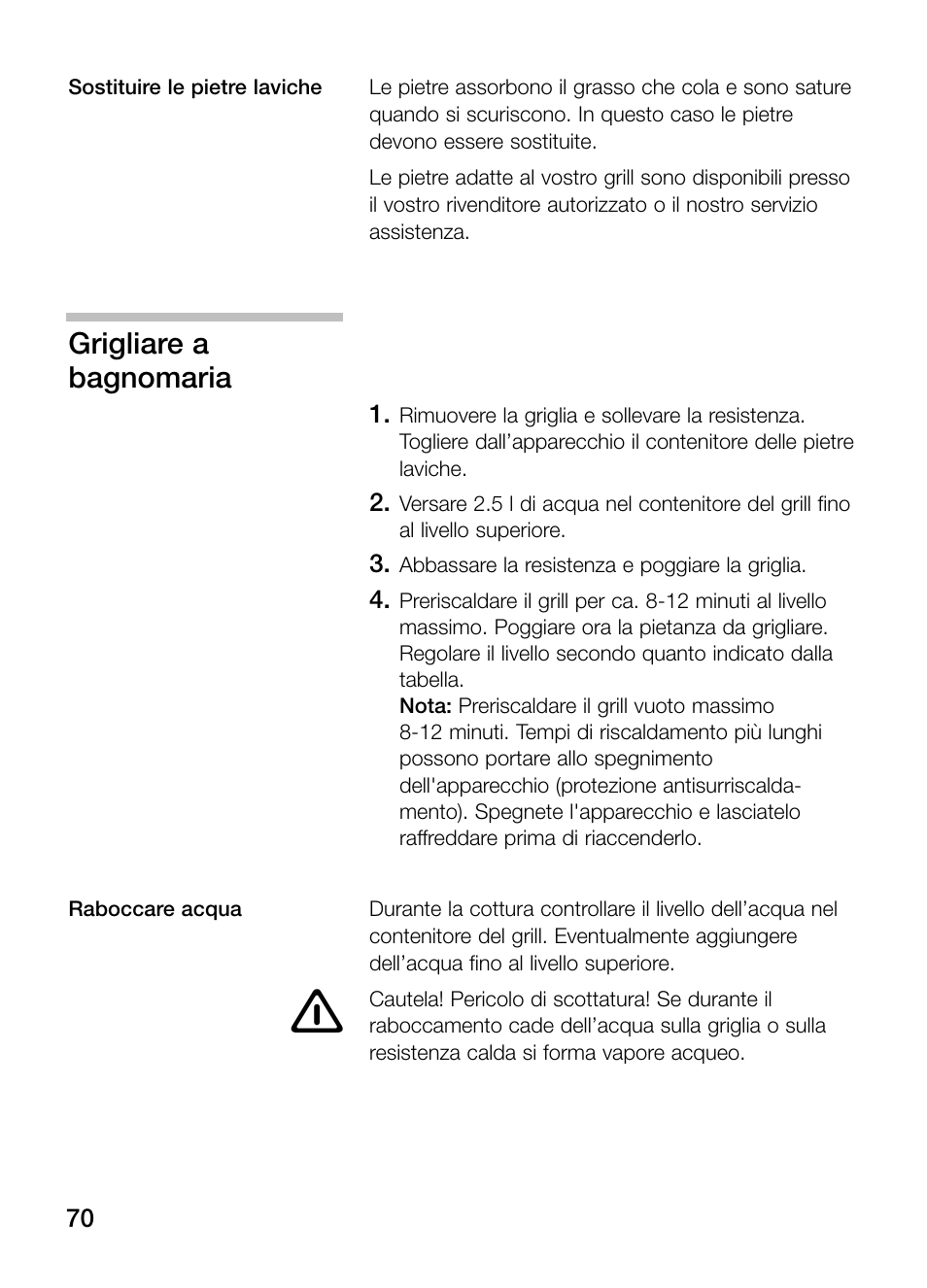 Grigliare a bagnomaria | Neff N64K30N0 User Manual | Page 70 / 136