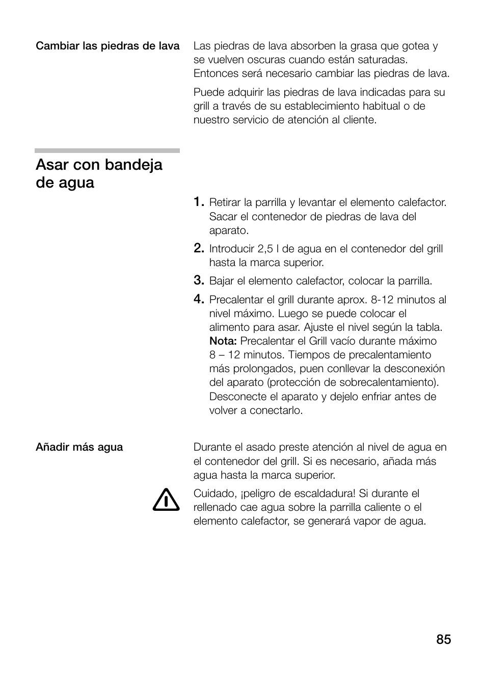 Asar con bandeja de agua | Neff N64K30N0 User Manual | Page 85 / 136