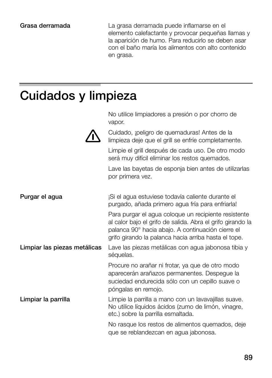 Cuidados y limpieza | Neff N64K30N0 User Manual | Page 89 / 136