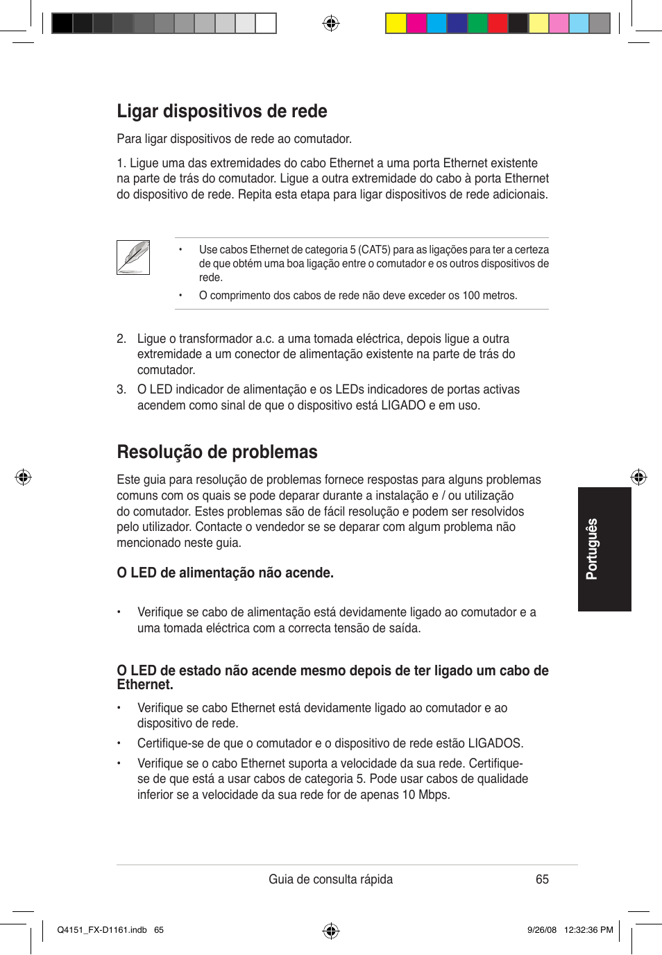 Ligar dispositivos de rede, Resolução de problemas | Asus FX-D1161 User Manual | Page 67 / 87
