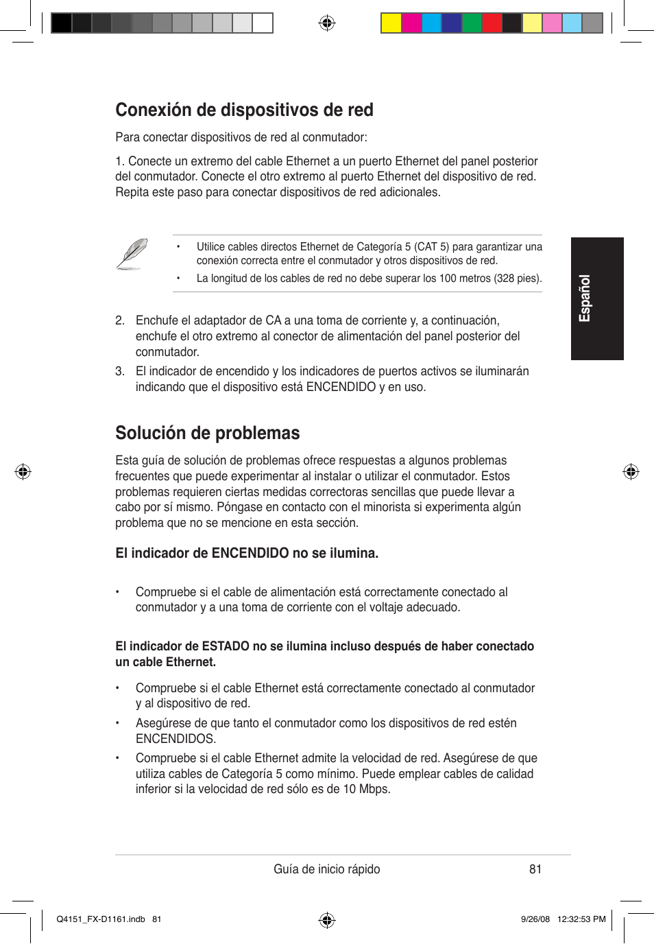 Conexión de dispositivos de red, Solución de problemas | Asus FX-D1161 User Manual | Page 83 / 87