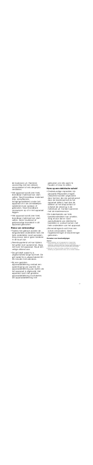 Risico van brand, Risico van verbranding, Kans op een elektrische schok | Oorzaken voor beschadigingen, Attentie | Neff N64K30N0 User Manual | Page 31 / 36