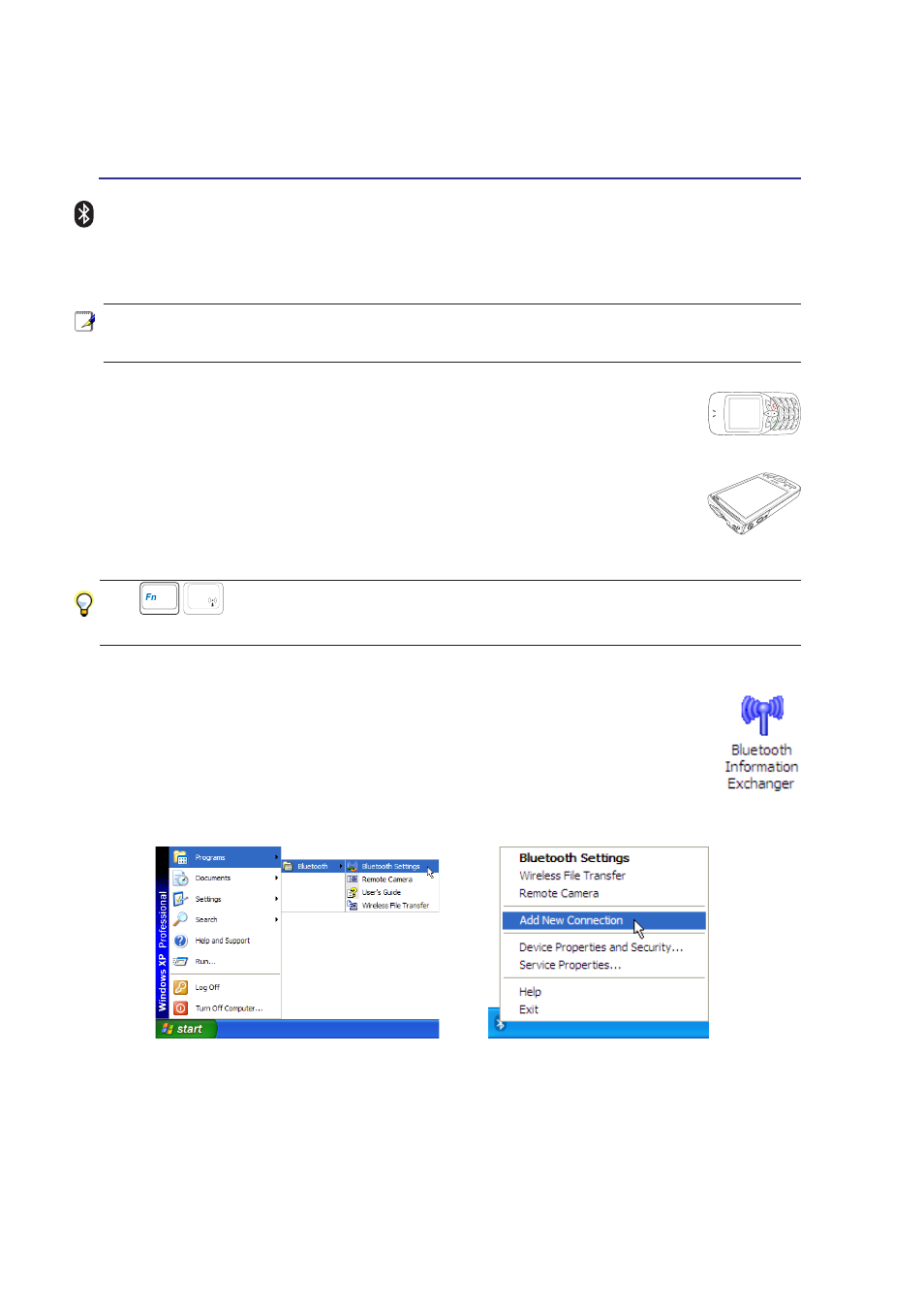 Bluetooth wireless connection (on selected models), Pairing with bluetooth-enabled devices | Asus U5F User Manual | Page 44 / 71