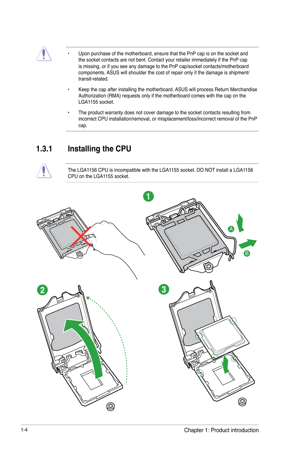 1 installing the cpu | Asus B75M-PLUS User Manual | Page 12 / 69