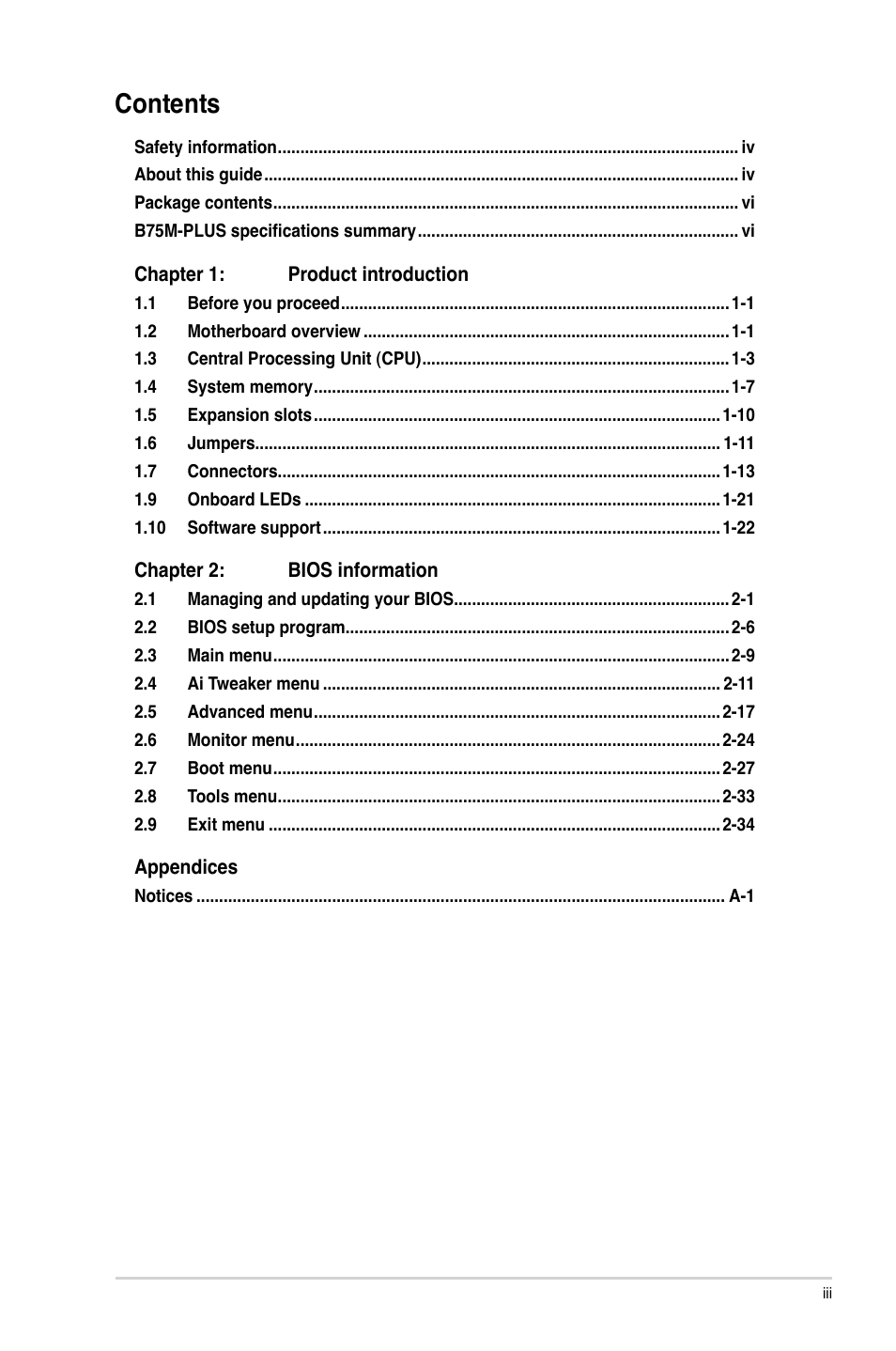 Asus B75M-PLUS User Manual | Page 3 / 69