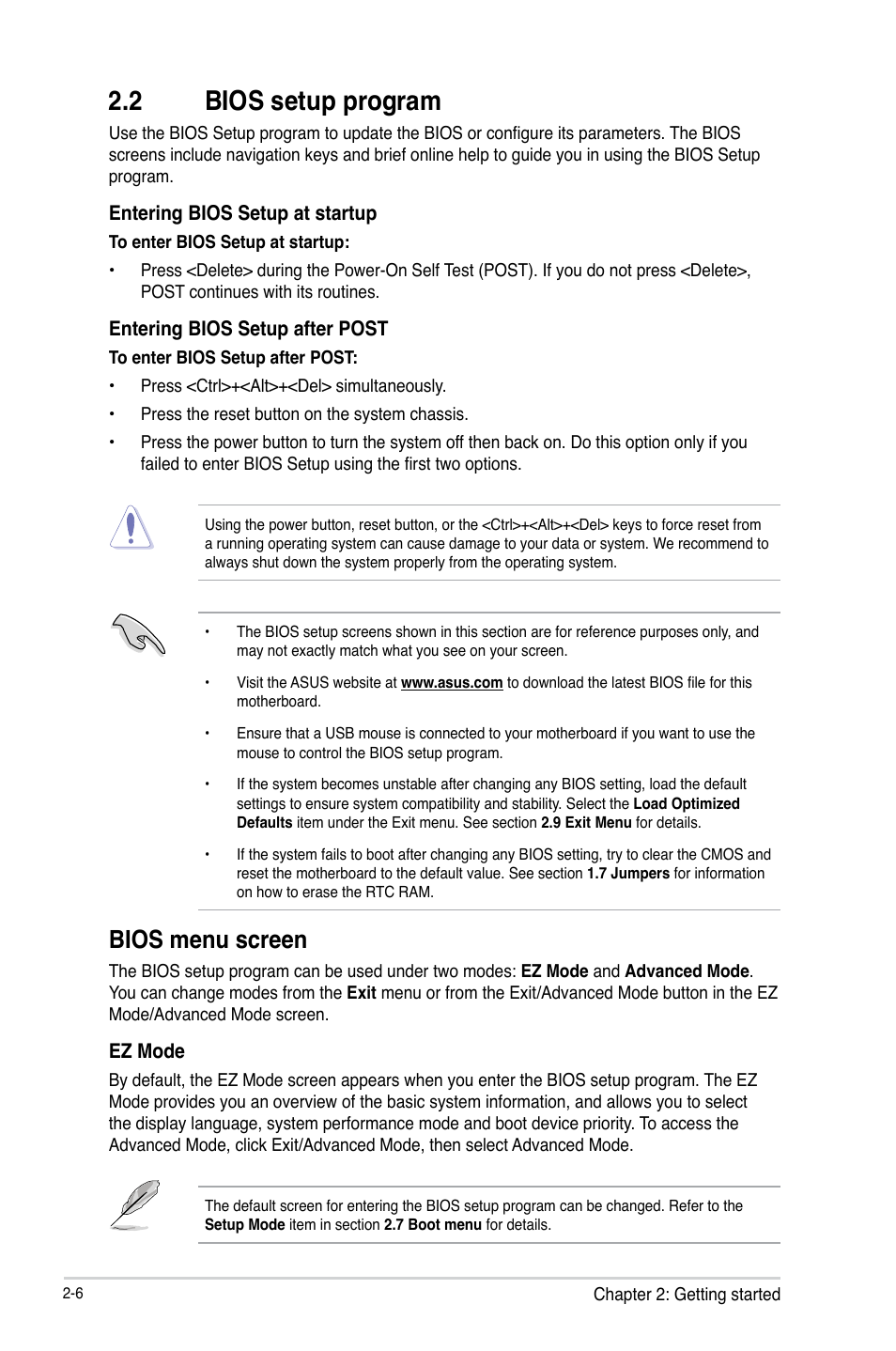 2 bios setup program, 2 bios setup program -6, Bios menu screen | Asus B75M-PLUS User Manual | Page 36 / 69