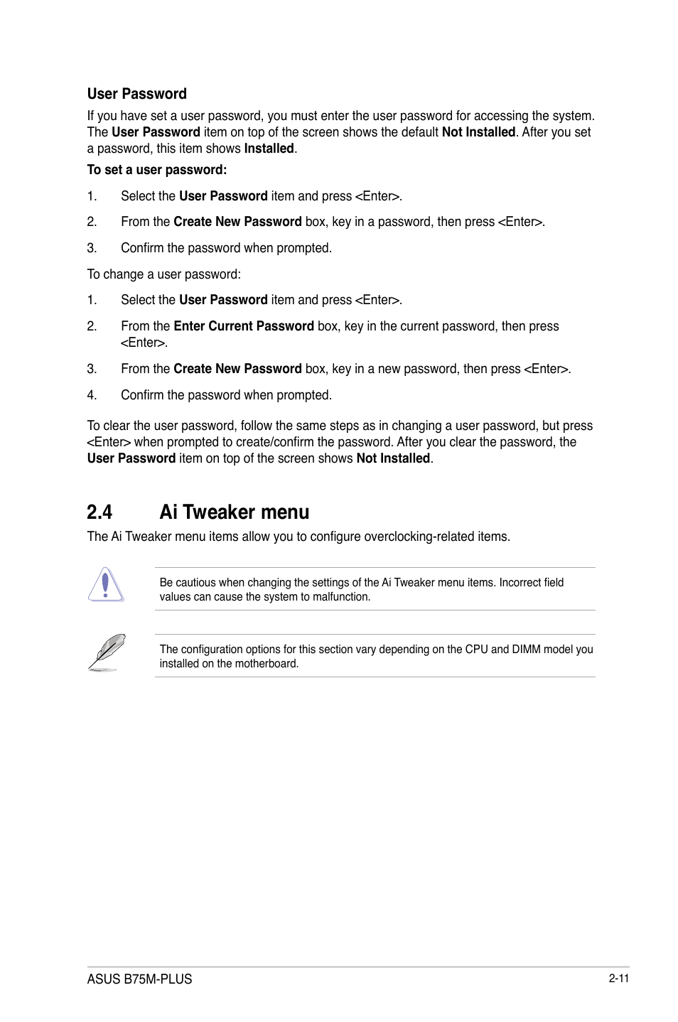 4 ai tweaker menu, 4 ai tweaker menu -11 | Asus B75M-PLUS User Manual | Page 41 / 69