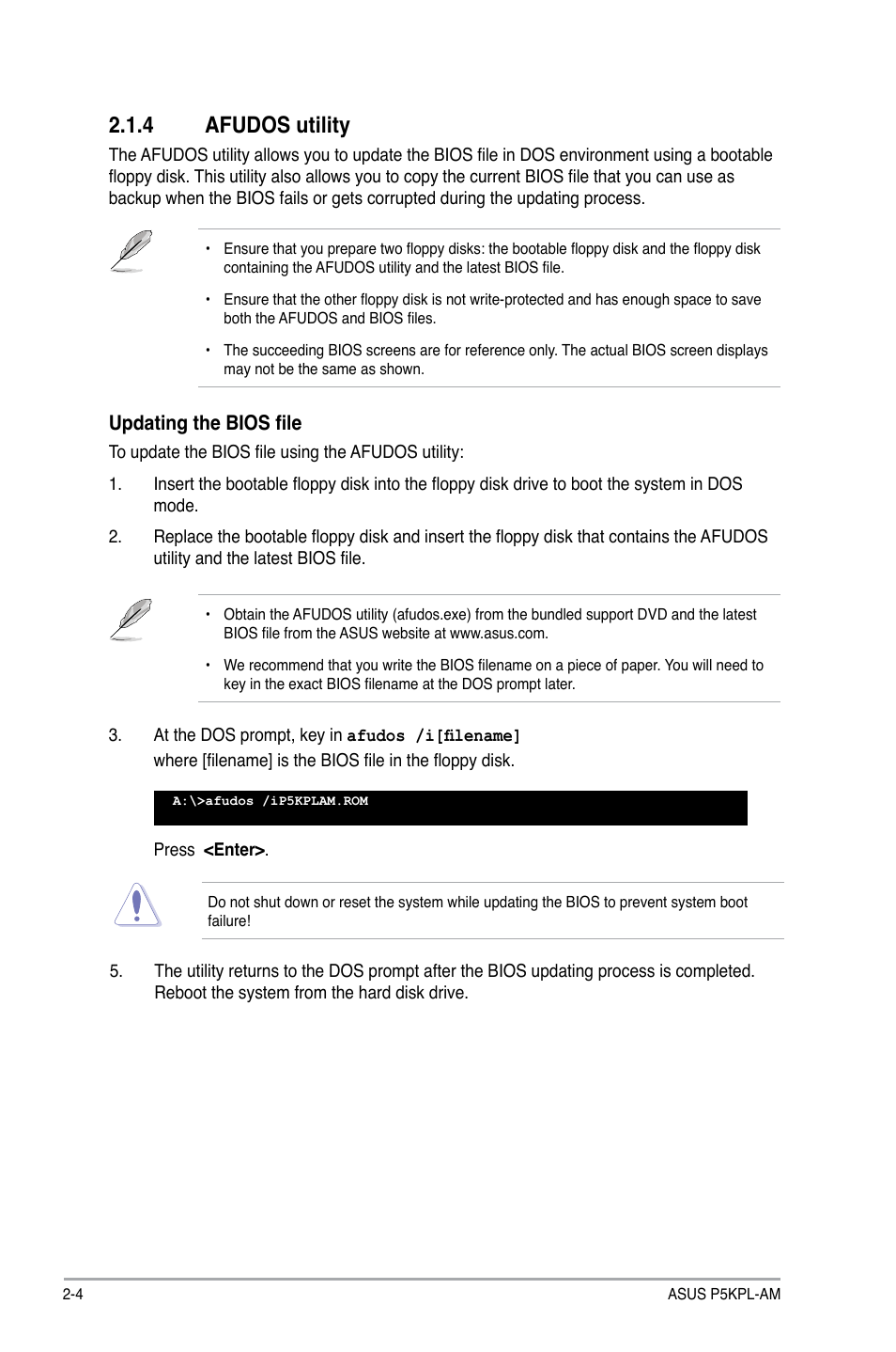 4 afudos utility, 4 afudos utility -4 | Asus P5KPL-AM/PS User Manual | Page 44 / 62