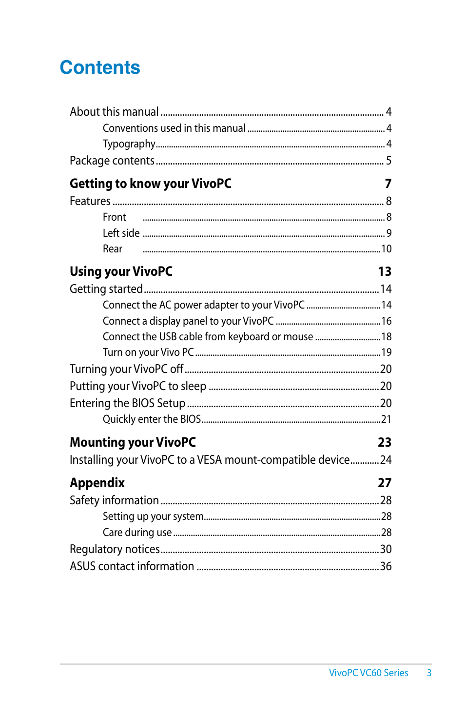 Asus VC60V User Manual | Page 3 / 38