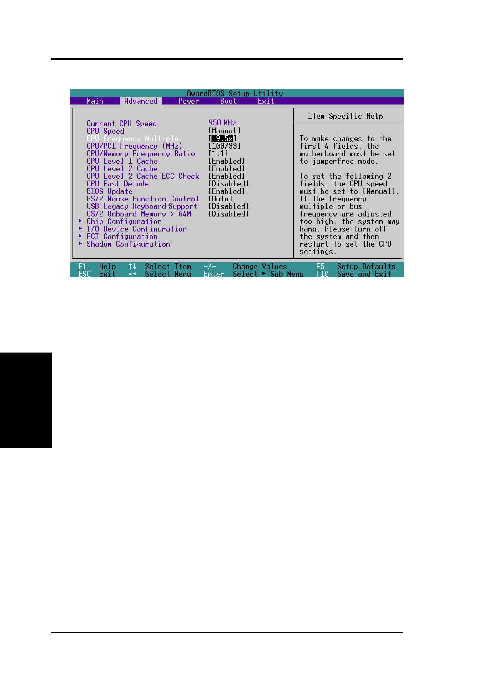 Bios setup, 4 advanced menu | Asus A7N266-C User Manual | Page 60 / 102