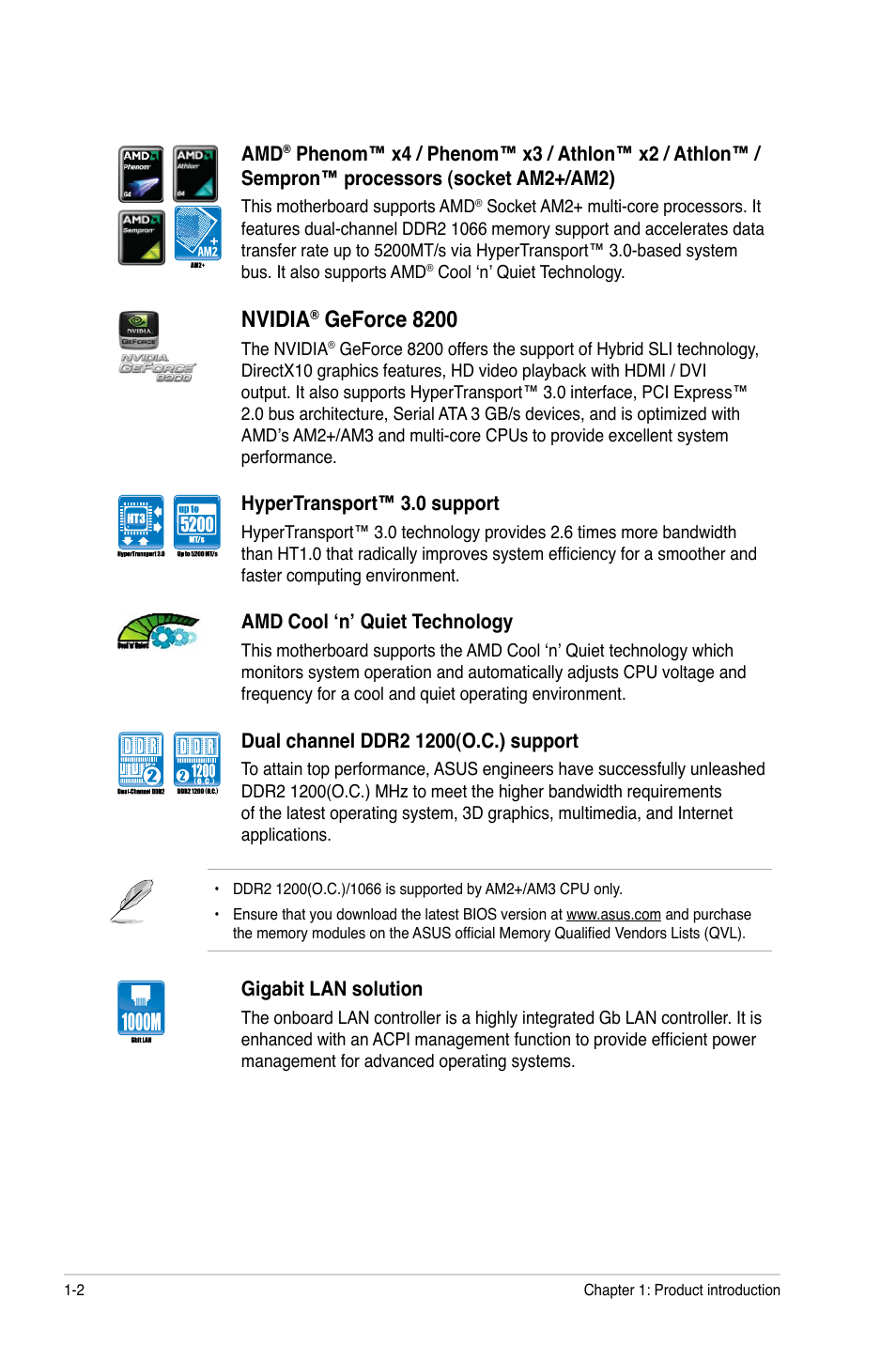 Nvidia, Geforce 8200 | Asus M4N78-VM User Manual | Page 14 / 64