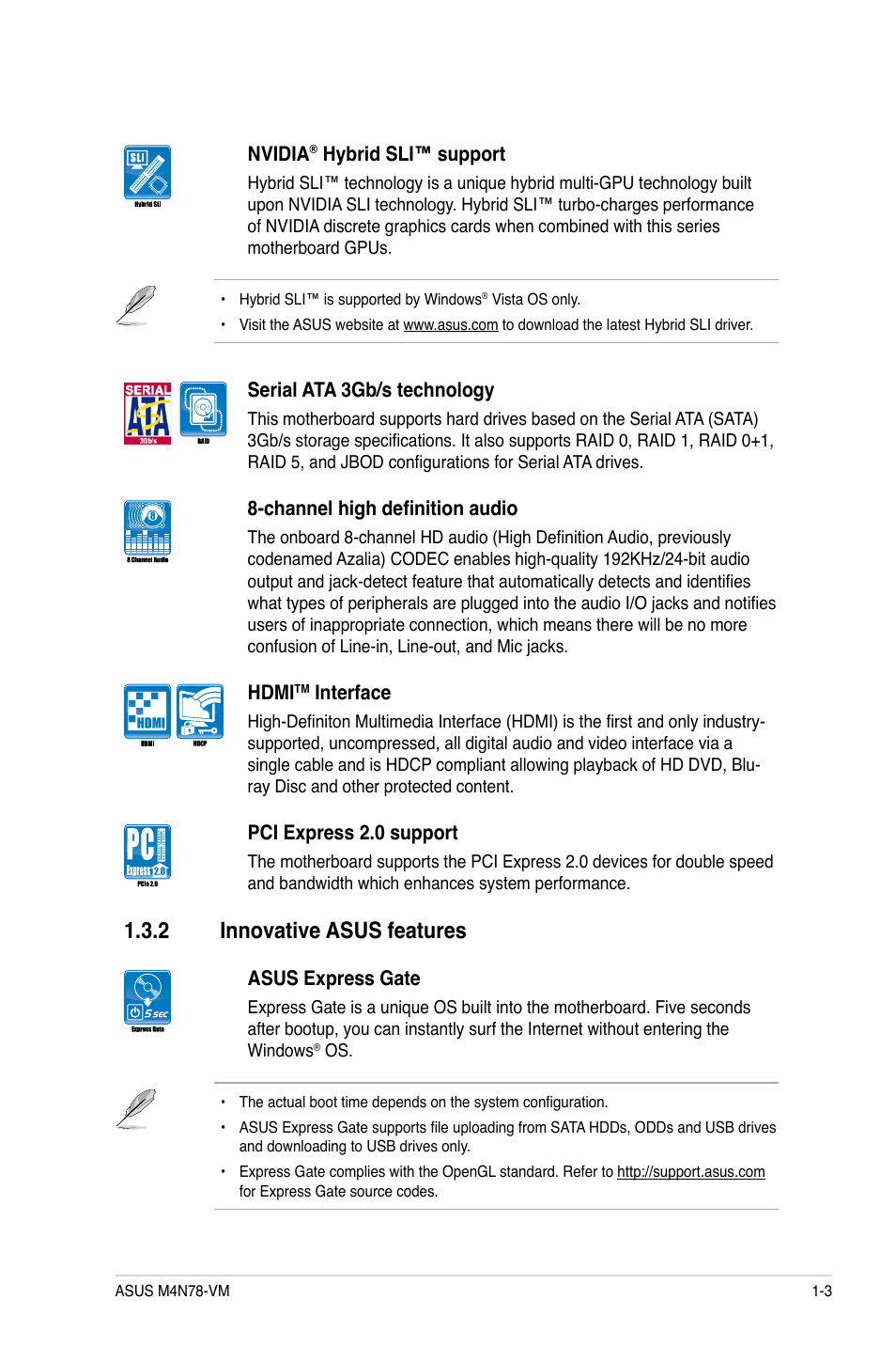 2 innovative asus features, Innovative asus features -3 | Asus M4N78-VM User Manual | Page 15 / 64