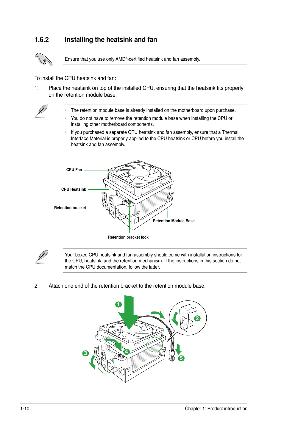 2 installing the heatsink and fan, Installing the heatsink and fan -10 | Asus M4N78-VM User Manual | Page 22 / 64