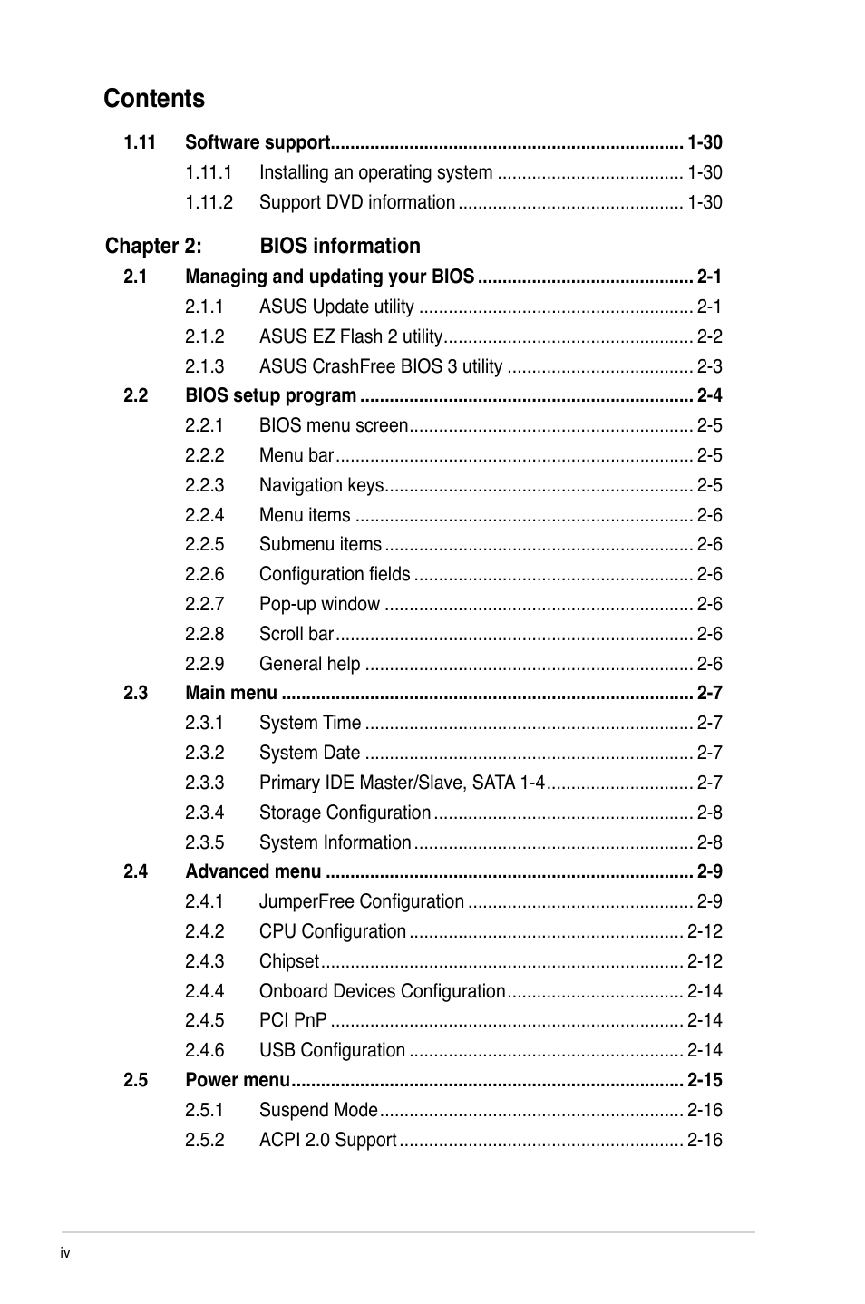 Asus M4N78-VM User Manual | Page 4 / 64