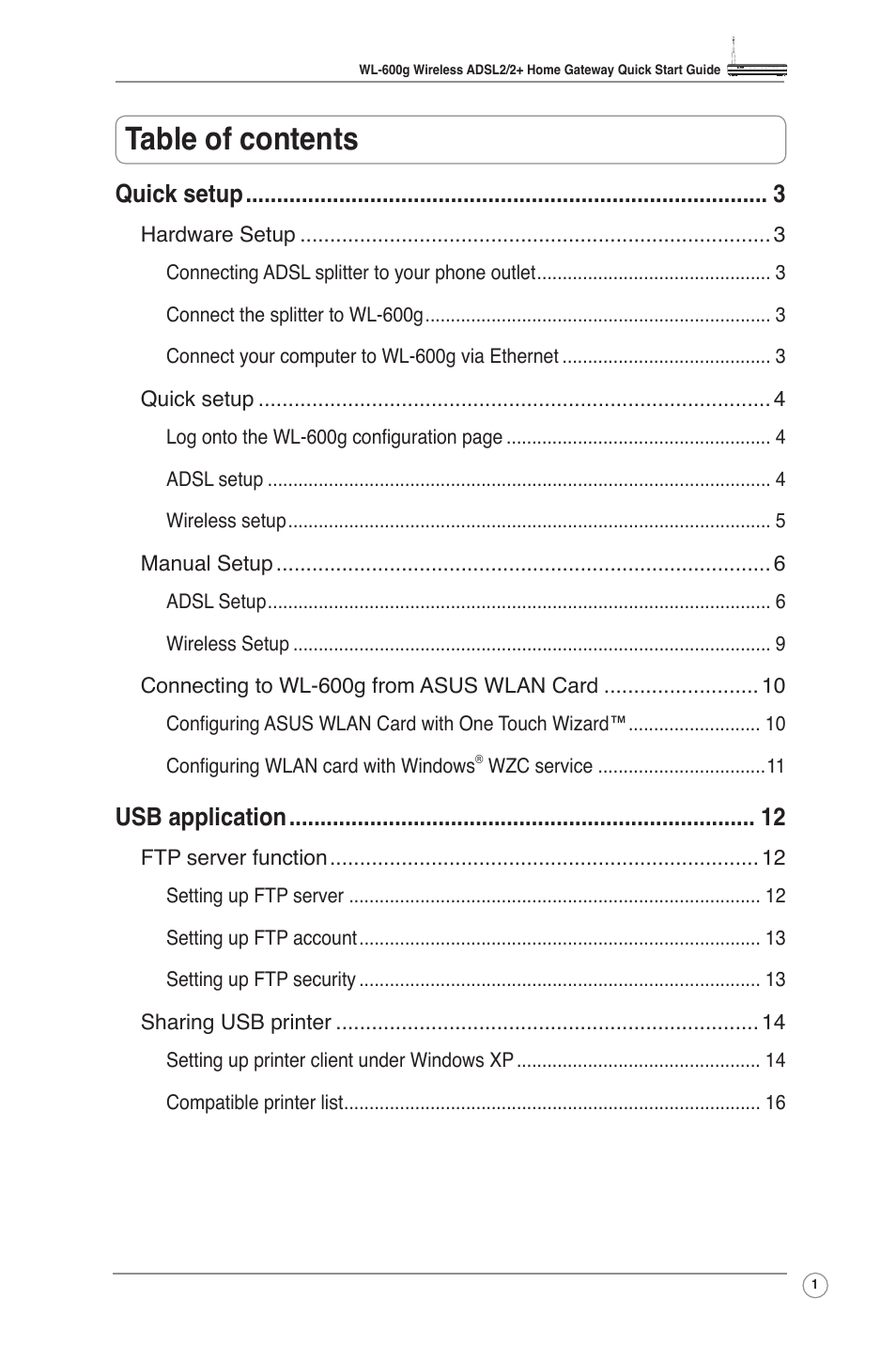 Asus WL-600g User Manual | Page 3 / 18