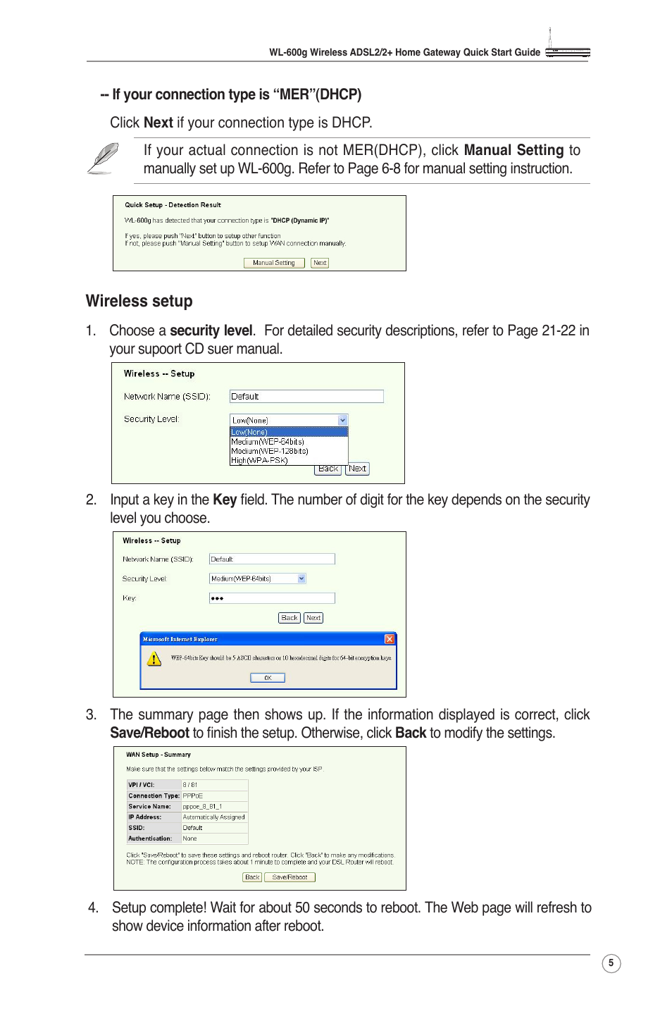 Wireless setup | Asus WL-600g User Manual | Page 7 / 18