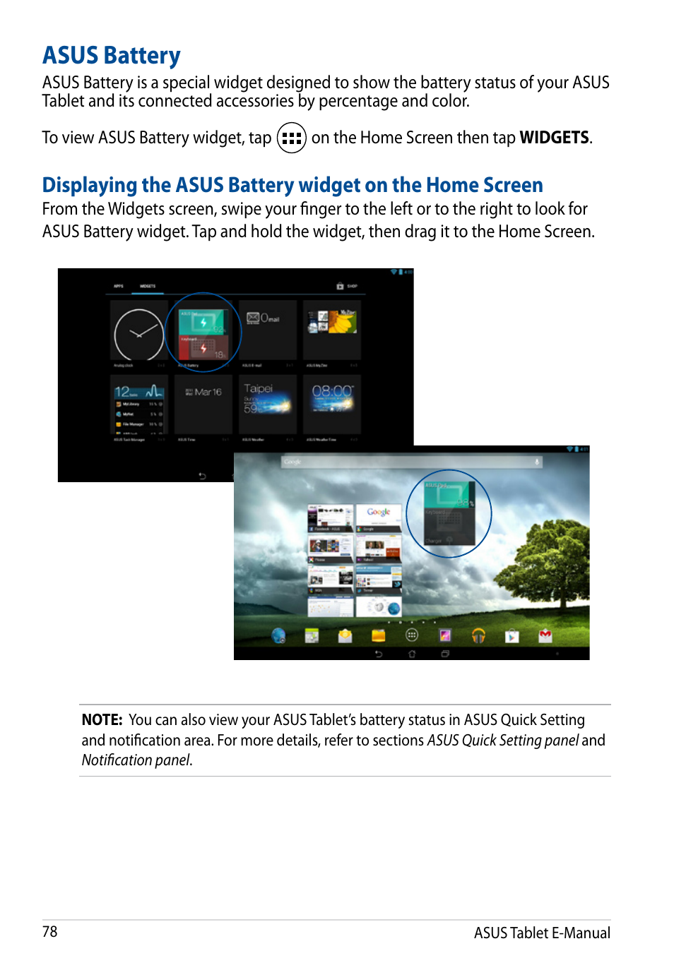 Asus battery | Asus Transformer Pad TF502T User Manual | Page 78 / 84