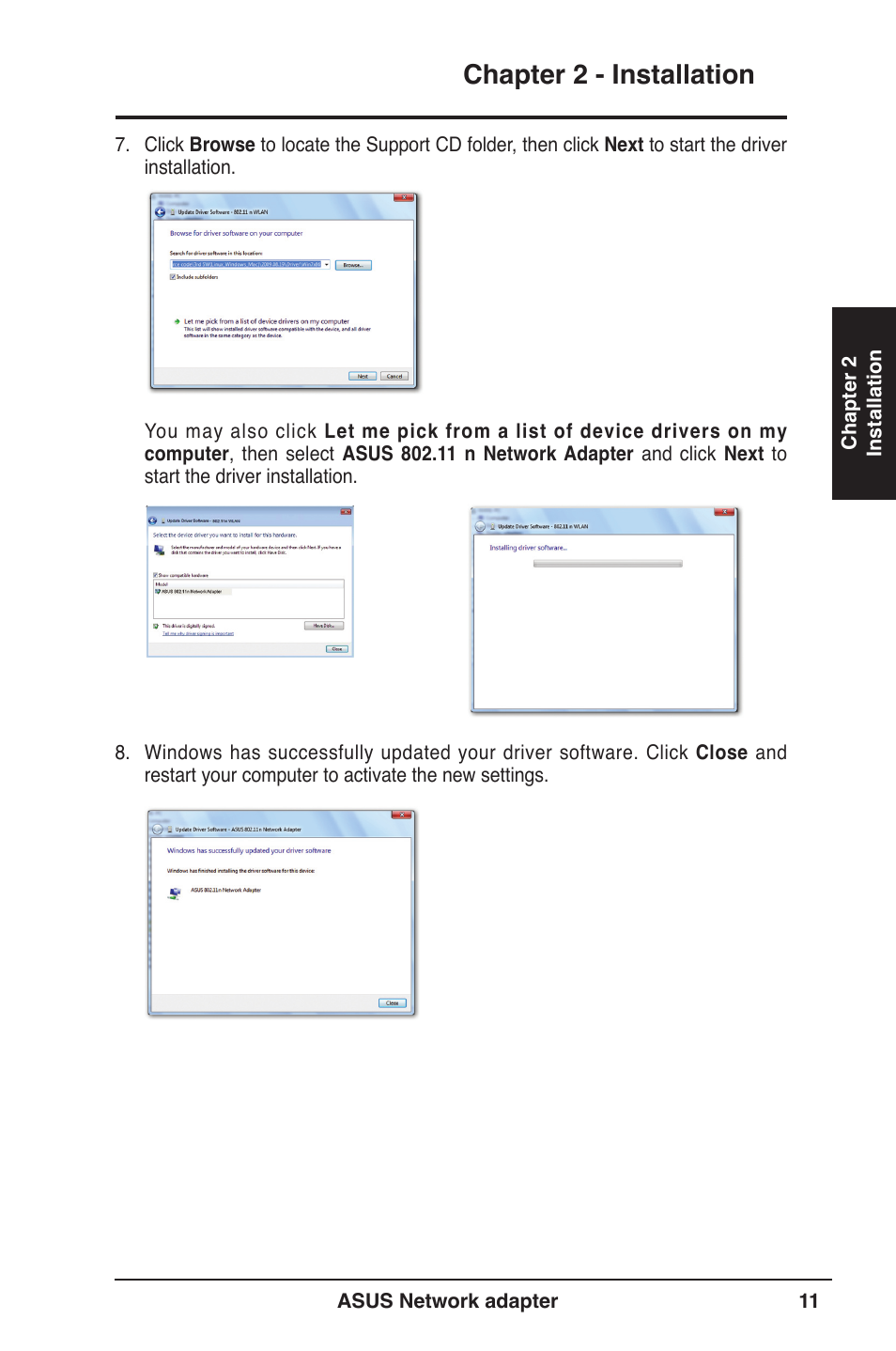 Chapter 2 - installation | Asus USB-N13 User Manual | Page 11 / 69