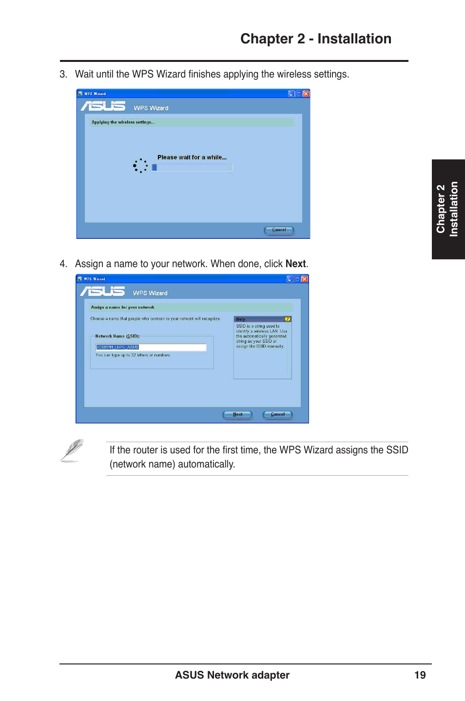 Chapter 2 - installation | Asus USB-N13 User Manual | Page 19 / 69