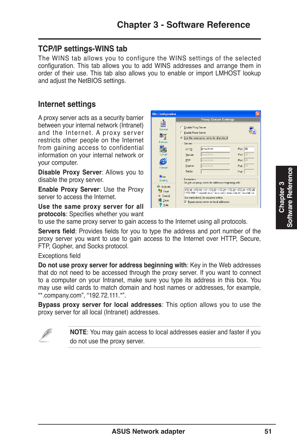 Chapter 3 - software reference, Tcp/ip settings-wins tab, Internet settings | Asus USB-N13 User Manual | Page 51 / 69