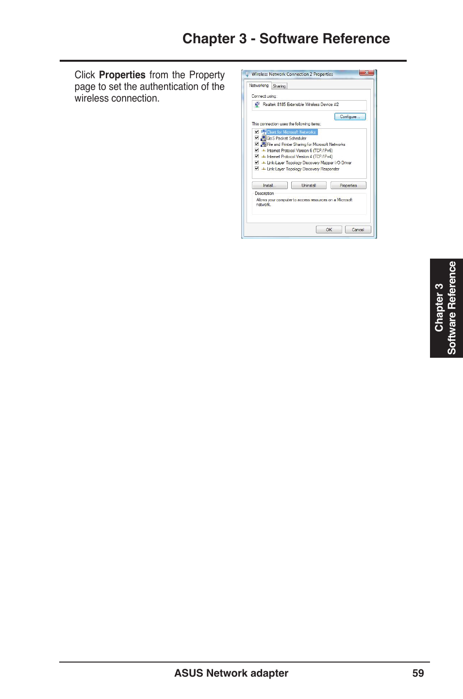 Chapter 3 - software reference | Asus USB-N13 User Manual | Page 59 / 69