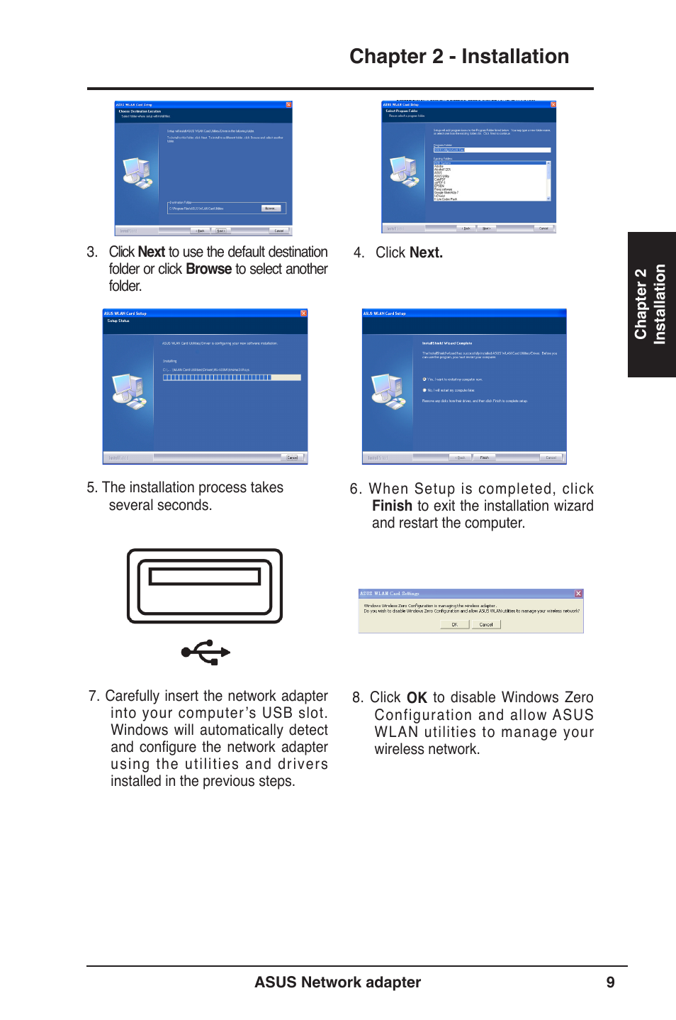 Chapter 2 - installation | Asus USB-N13 User Manual | Page 9 / 69