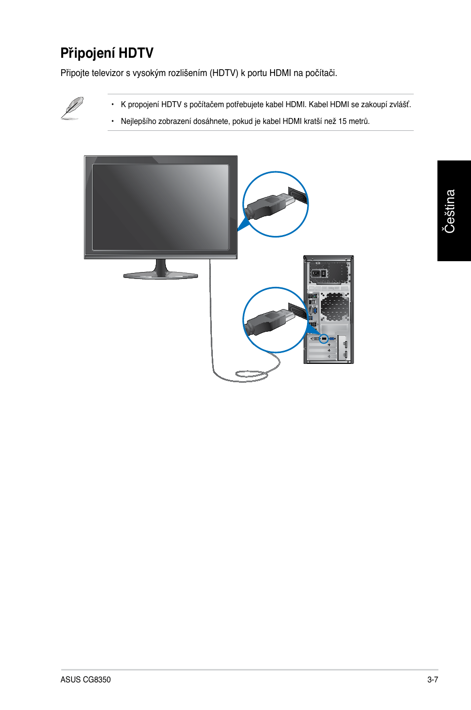 Připojení hdtv, Připojení hdtv -7, Čeština | Asus CG8350 User Manual | Page 117 / 384