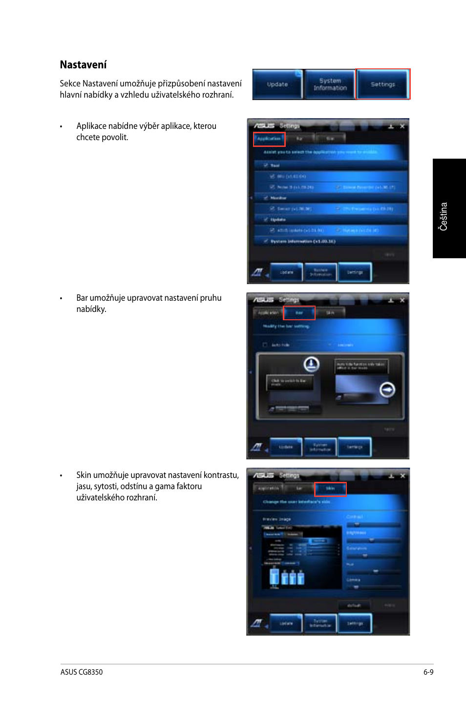 Nastavení | Asus CG8350 User Manual | Page 133 / 384