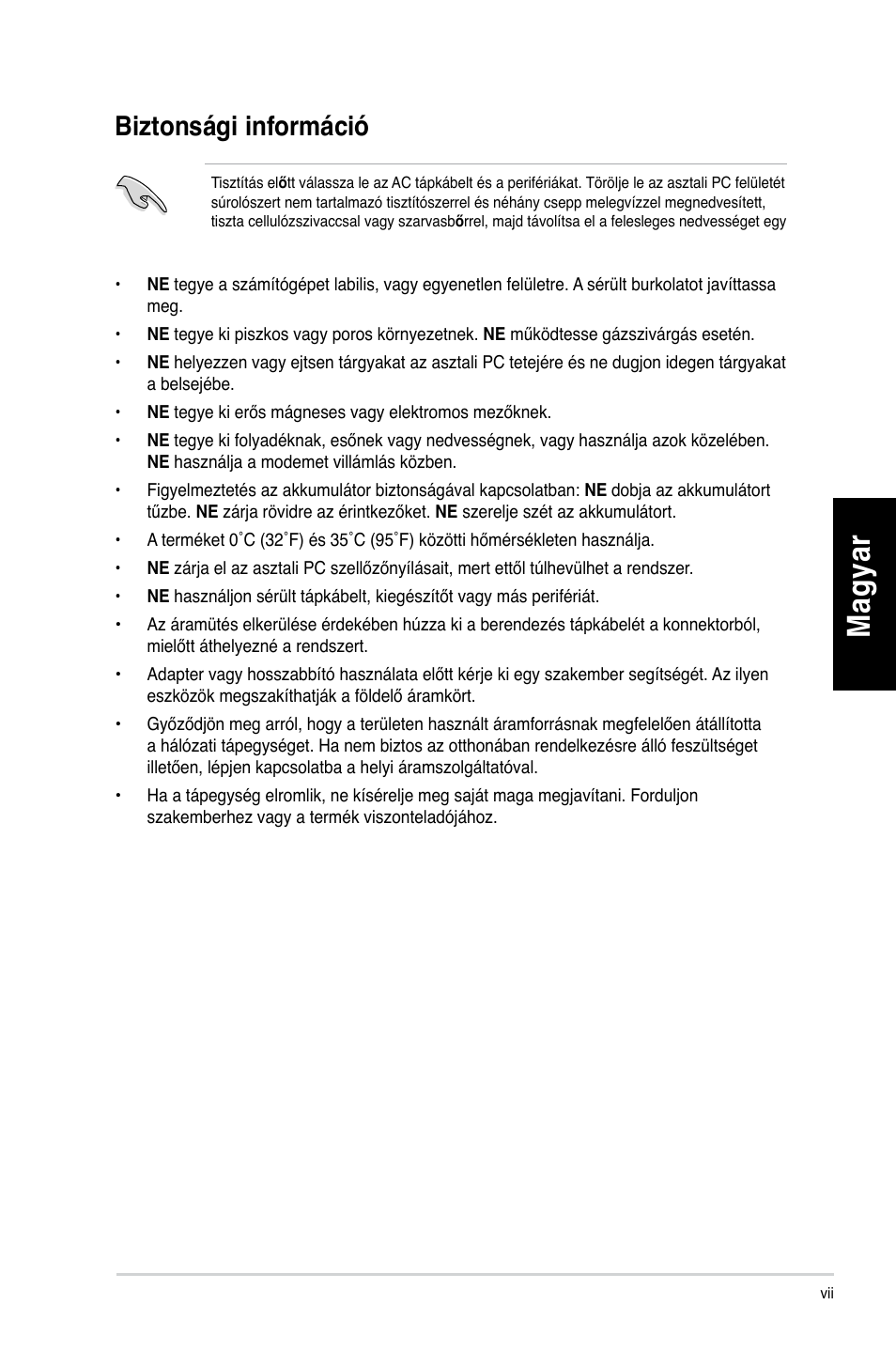 Biztonsági információ, Mag ya r m ag ya r m ag ya r m ag ya r | Asus CG8350 User Manual | Page 159 / 384