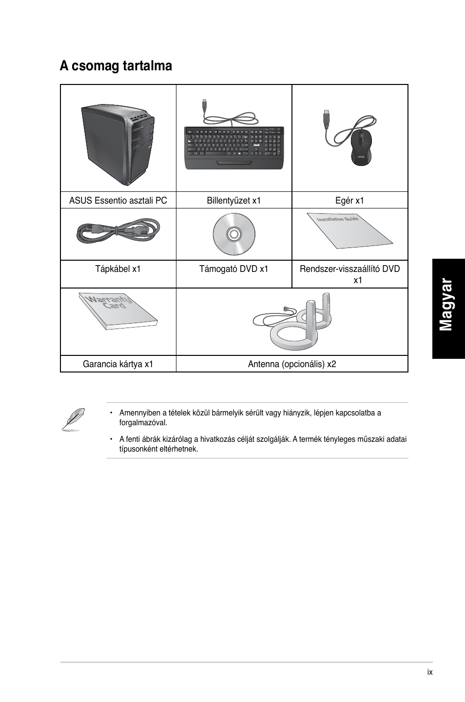 A csomag tartalma, Mag ya r m ag ya r m ag ya r m ag ya r | Asus CG8350 User Manual | Page 161 / 384