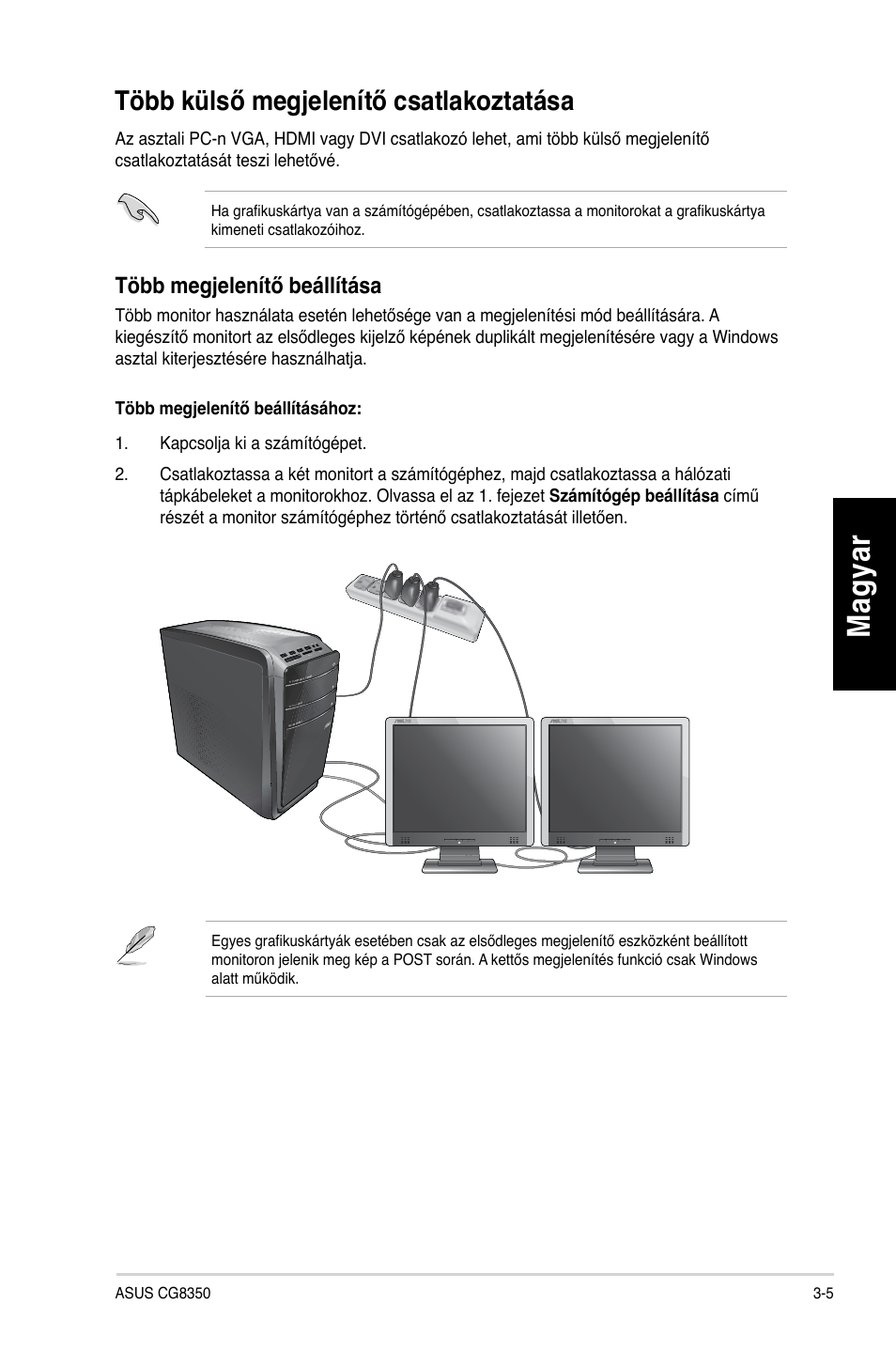 Több külső megjelenítő csatlakoztatása, Több külső megjelenítő csatlakoztatása -5, Mag ya r m ag ya r m ag ya r m ag ya r | Asus CG8350 User Manual | Page 191 / 384