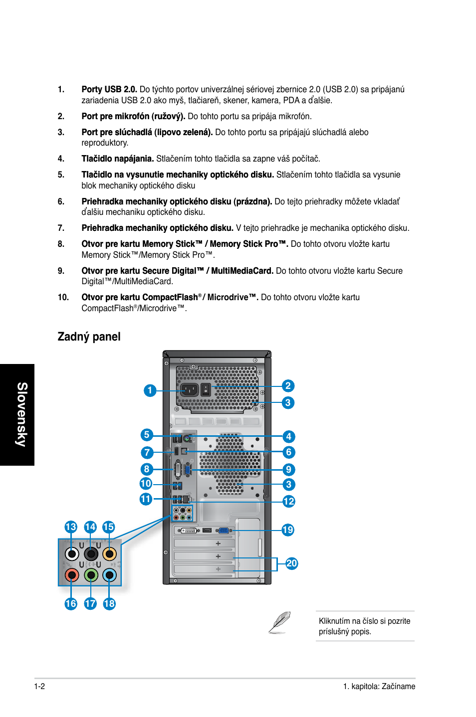 Slovensky, Zadný panel | Asus CG8350 User Manual | Page 240 / 384