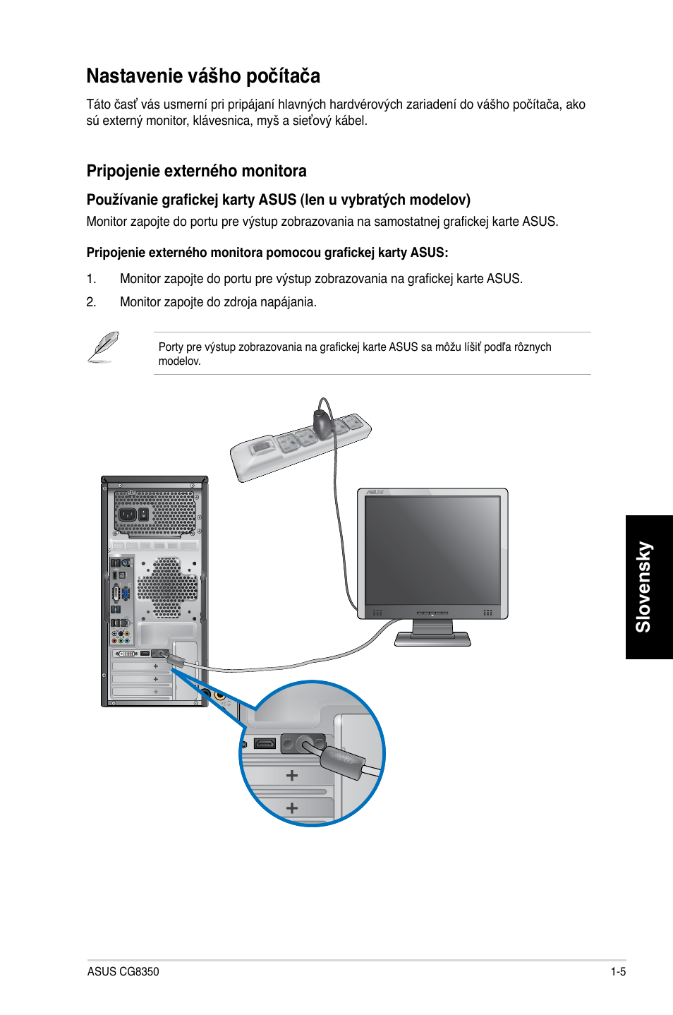 Nastavenie vášho počítača, Nastavenie vášho počítača -5, Slovensky | Asus CG8350 User Manual | Page 243 / 384