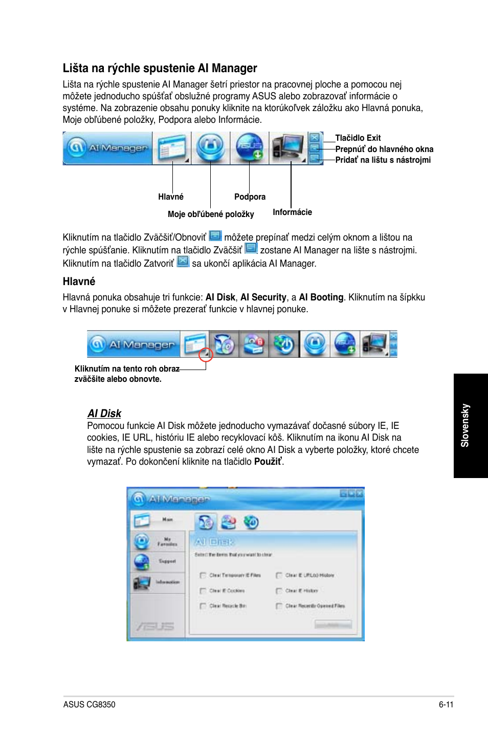 Lišta na rýchle spustenie ai manager | Asus CG8350 User Manual | Page 287 / 384