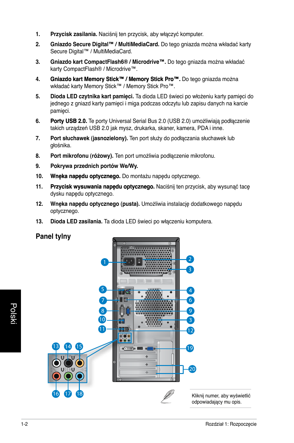 Polski, Panel tylny | Asus CG8350 User Manual | Page 316 / 384