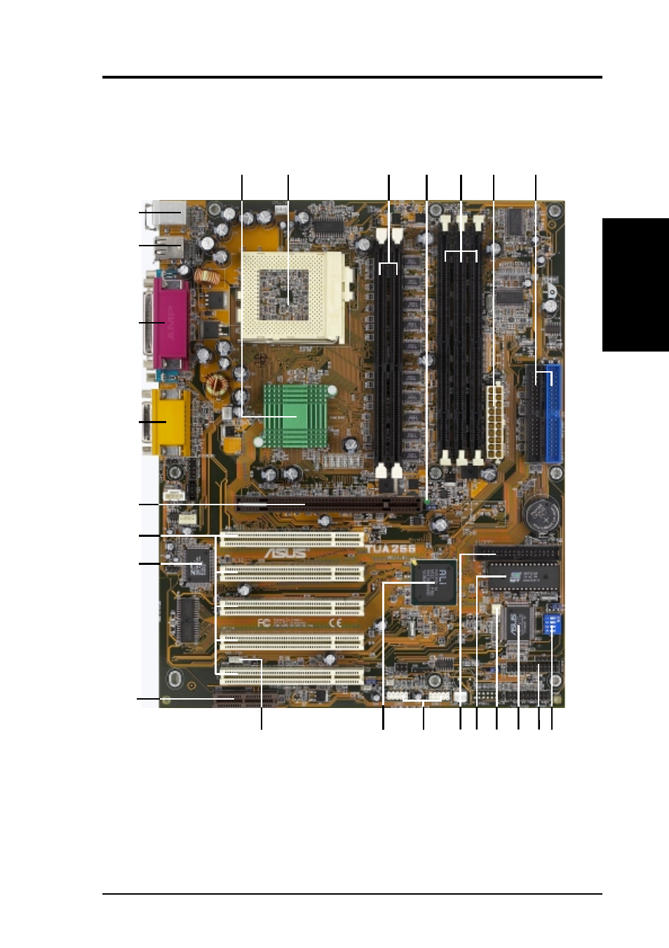 Features, 1 component locations | Asus TUA266 User Manual | Page 13 / 94