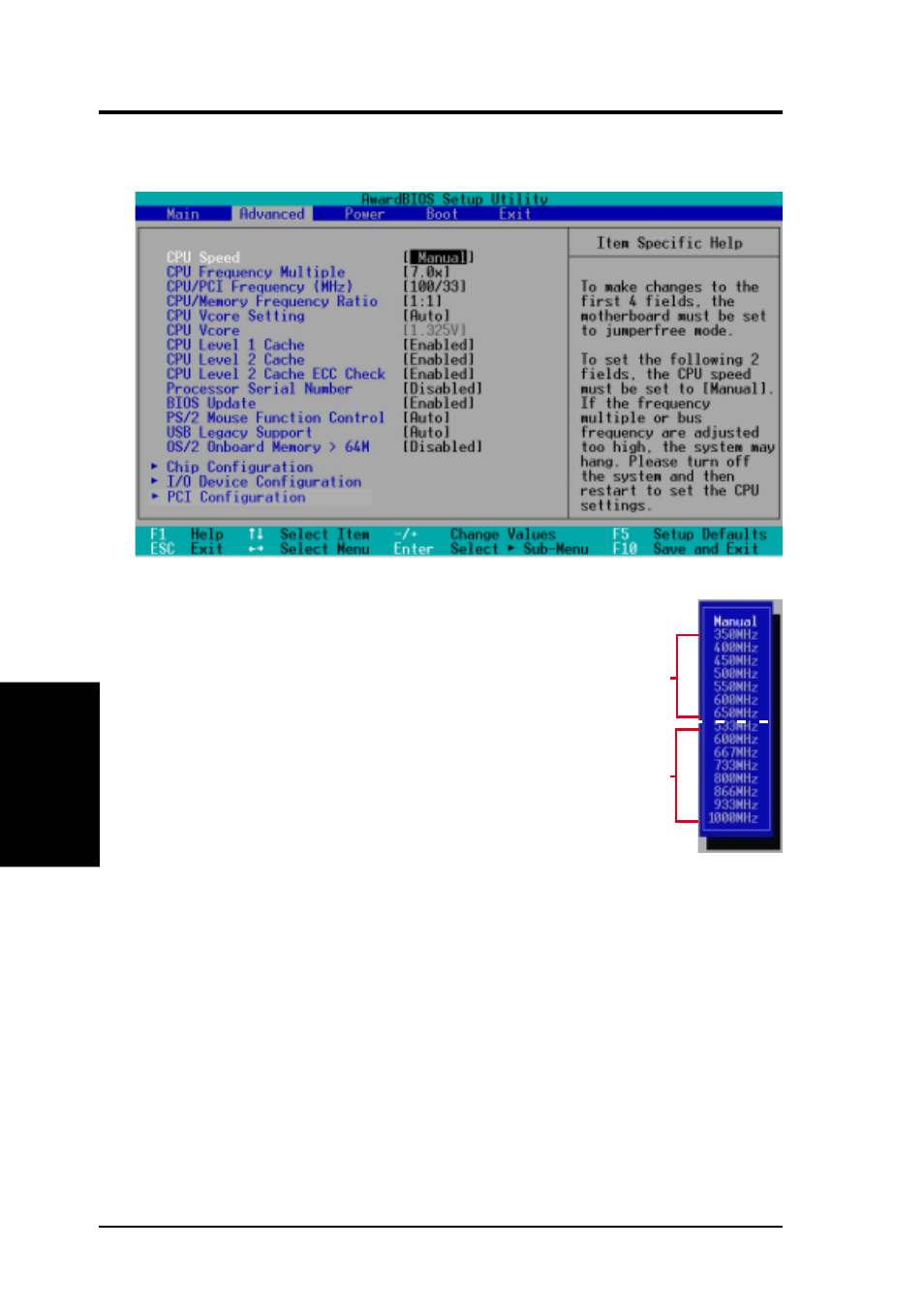 Bios setup, 4 advanced menu | Asus TUA266 User Manual | Page 56 / 94