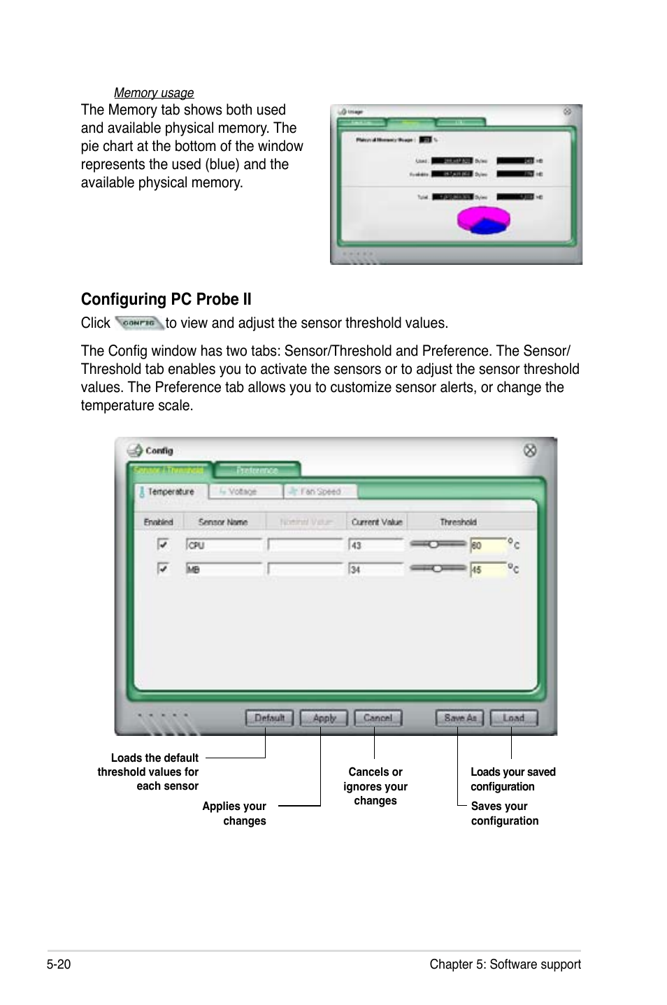 Configuring pc probe ii | Asus P5E-VM HDMI User Manual | Page 126 / 156