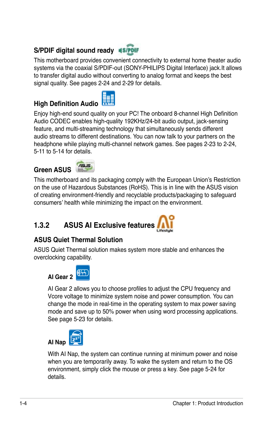 2 asus ai exclusive features | Asus P5E-VM HDMI User Manual | Page 20 / 156