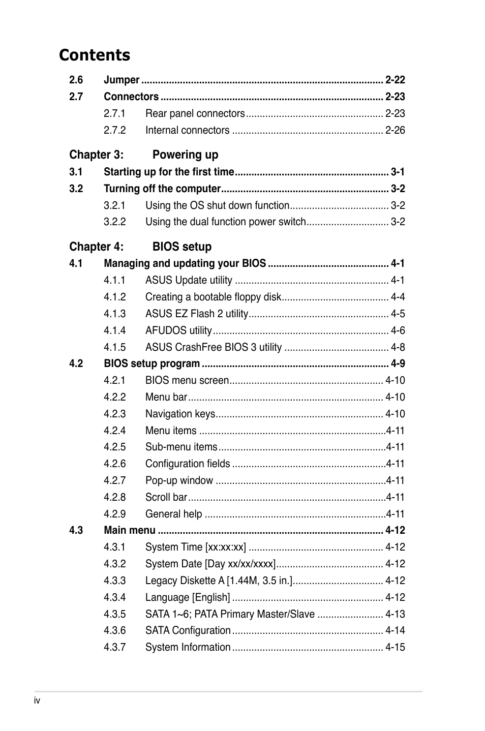 Asus P5E-VM HDMI User Manual | Page 4 / 156