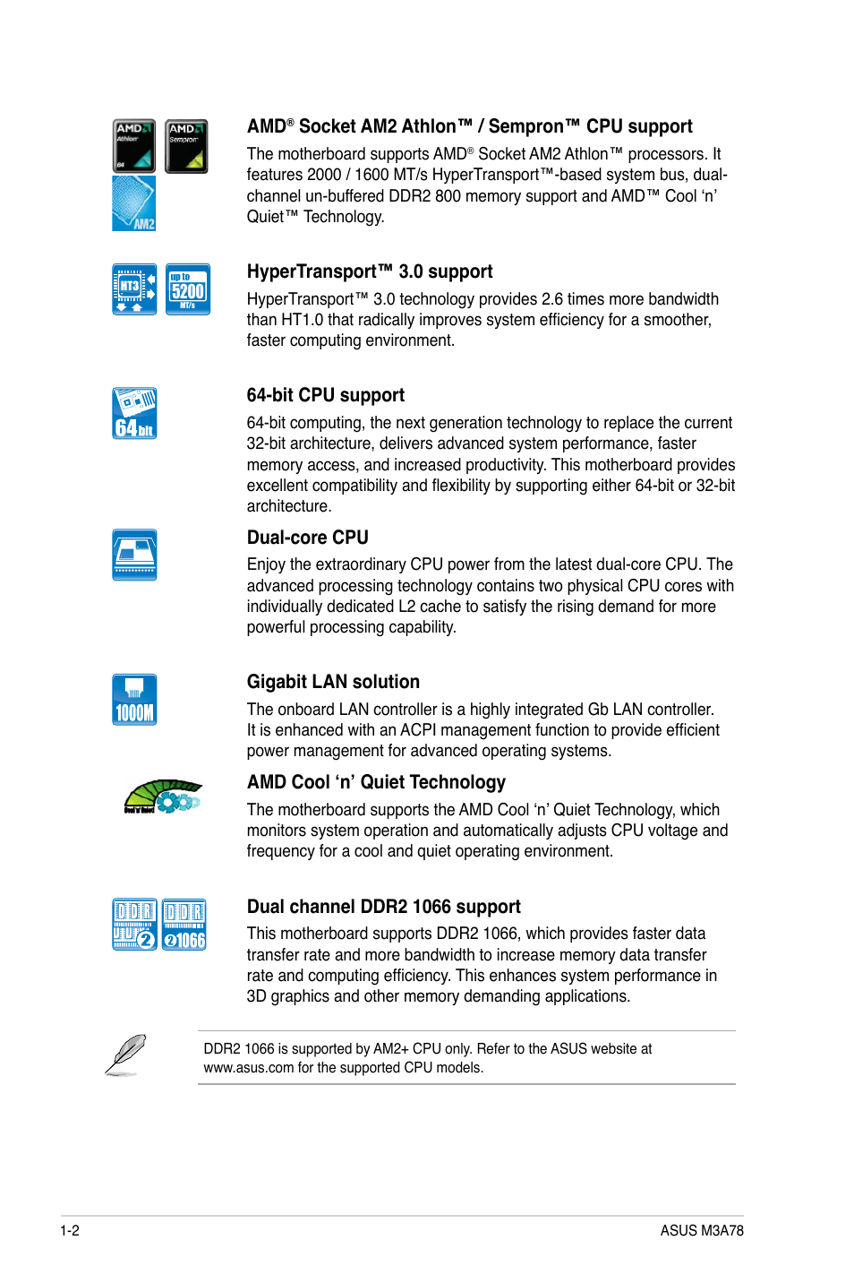 Asus M3A78 User Manual | Page 12 / 58