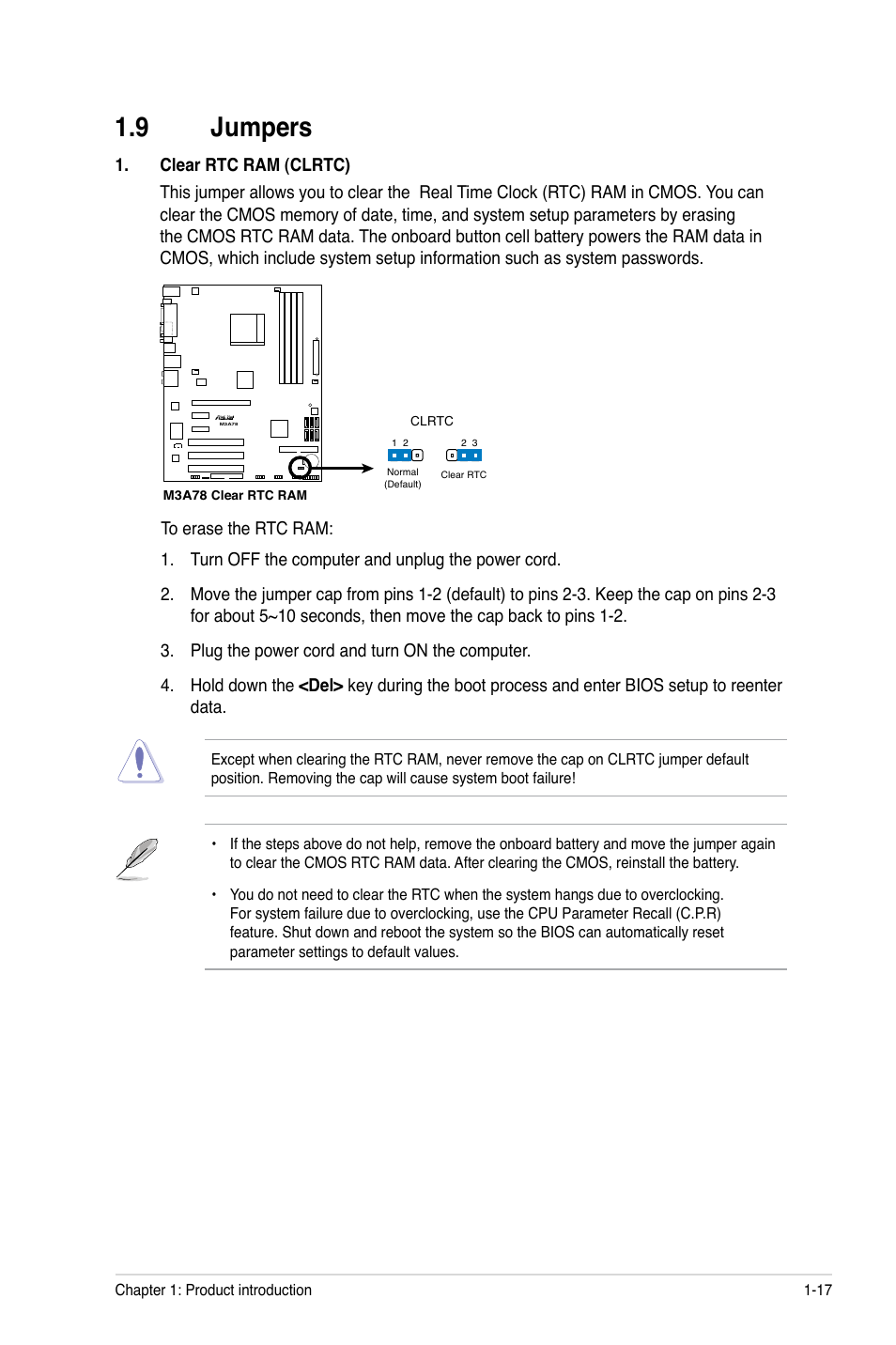 9 jumpers, Jumpers -17 | Asus M3A78 User Manual | Page 27 / 58