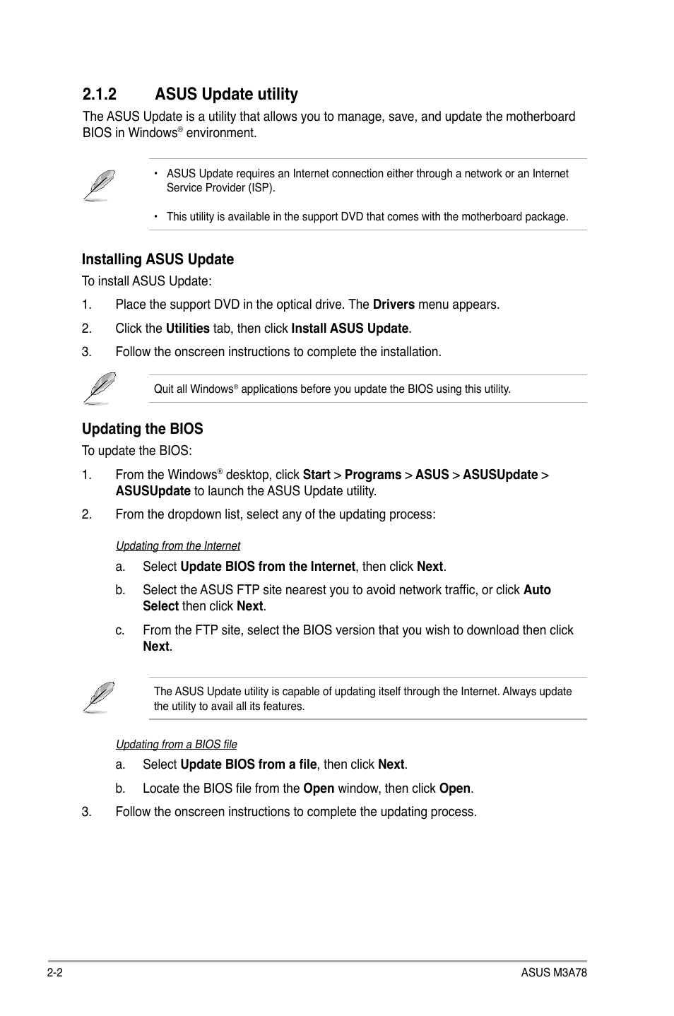 2 asus update utility, Asus update utility -2 | Asus M3A78 User Manual | Page 38 / 58