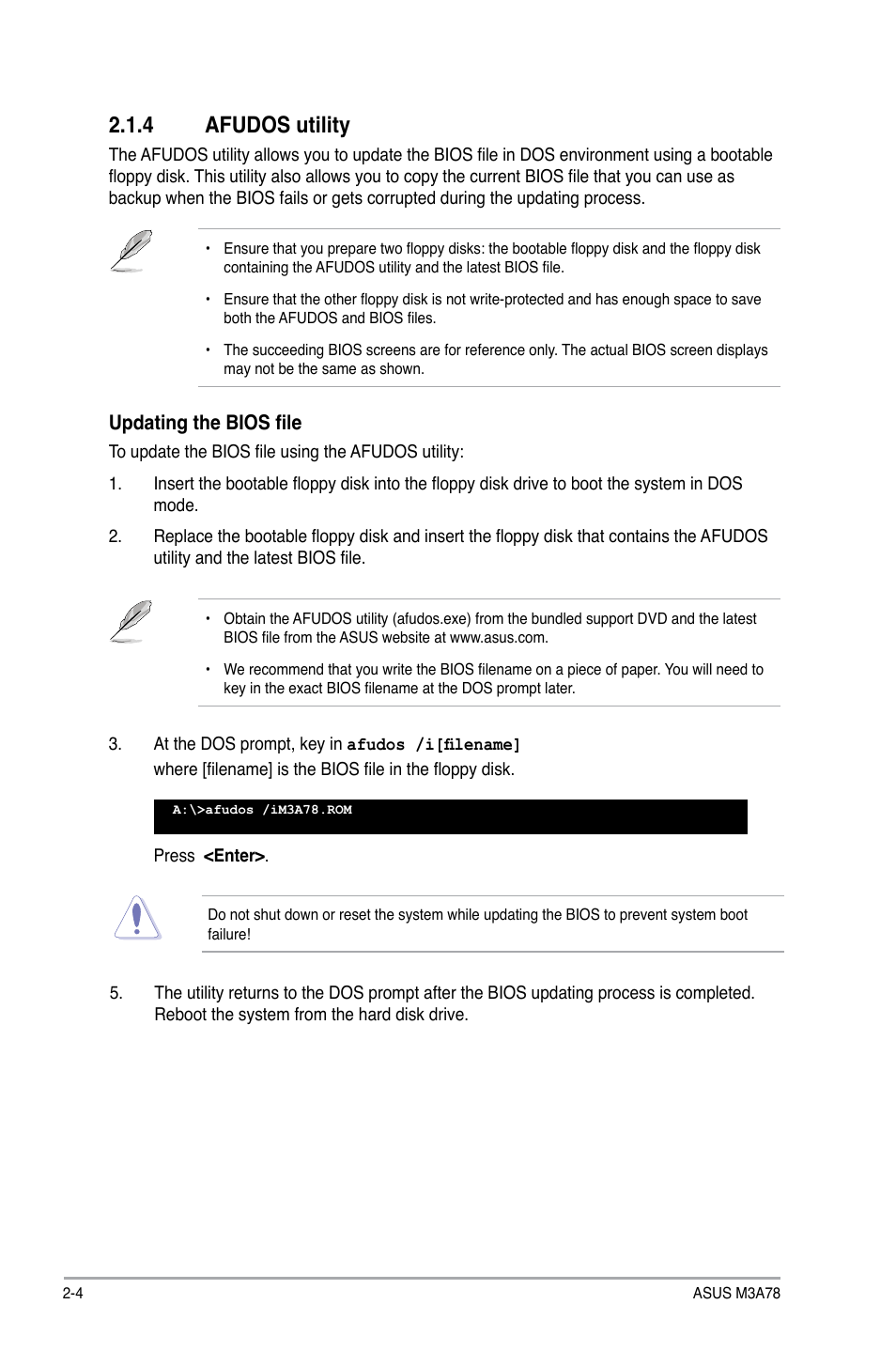 4 afudos utility, Afudos utility -4 | Asus M3A78 User Manual | Page 40 / 58