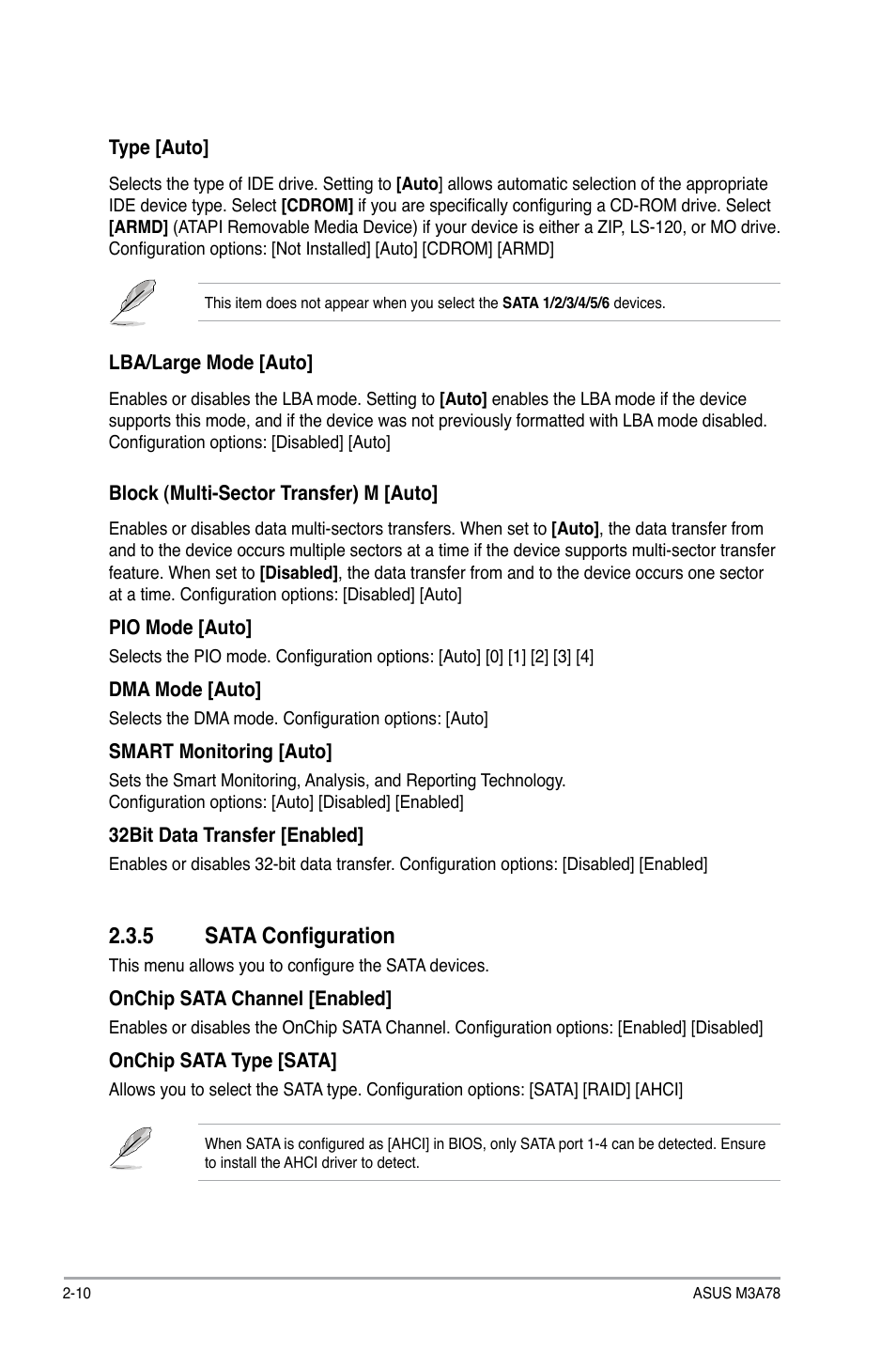 5 sata configuration, Sata configuration -10 | Asus M3A78 User Manual | Page 46 / 58