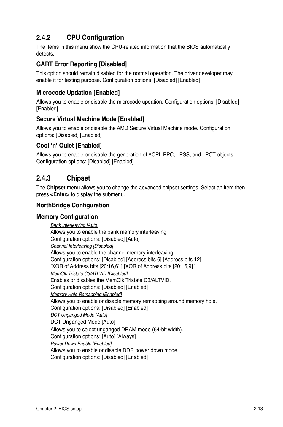 2 cpu configuration, 3 chipset, Cpu configuration -13 | Chipset -13 | Asus M3A78 User Manual | Page 49 / 58