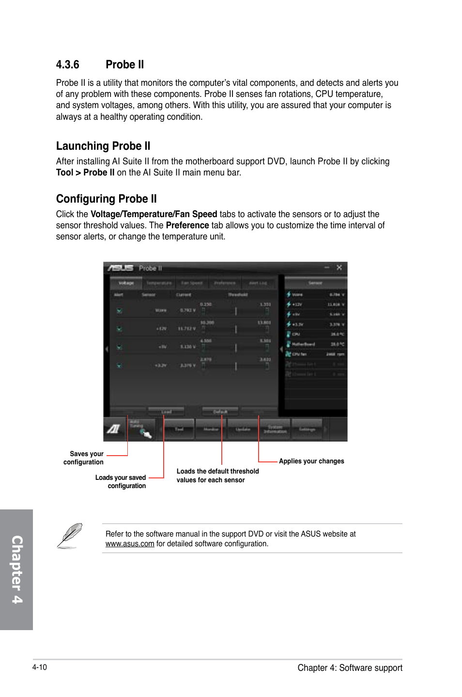 6 probe ii, Probe ii -10, Chapter 4 | Launching probe ii, Configuring probe ii | Asus P8B75-V User Manual | Page 106 / 136