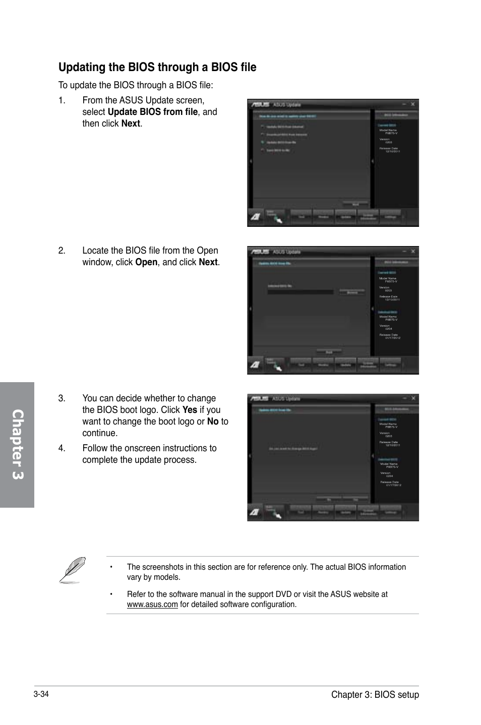 Chapter 3, Updating the bios through a bios file | Asus P8B75-V User Manual | Page 92 / 136