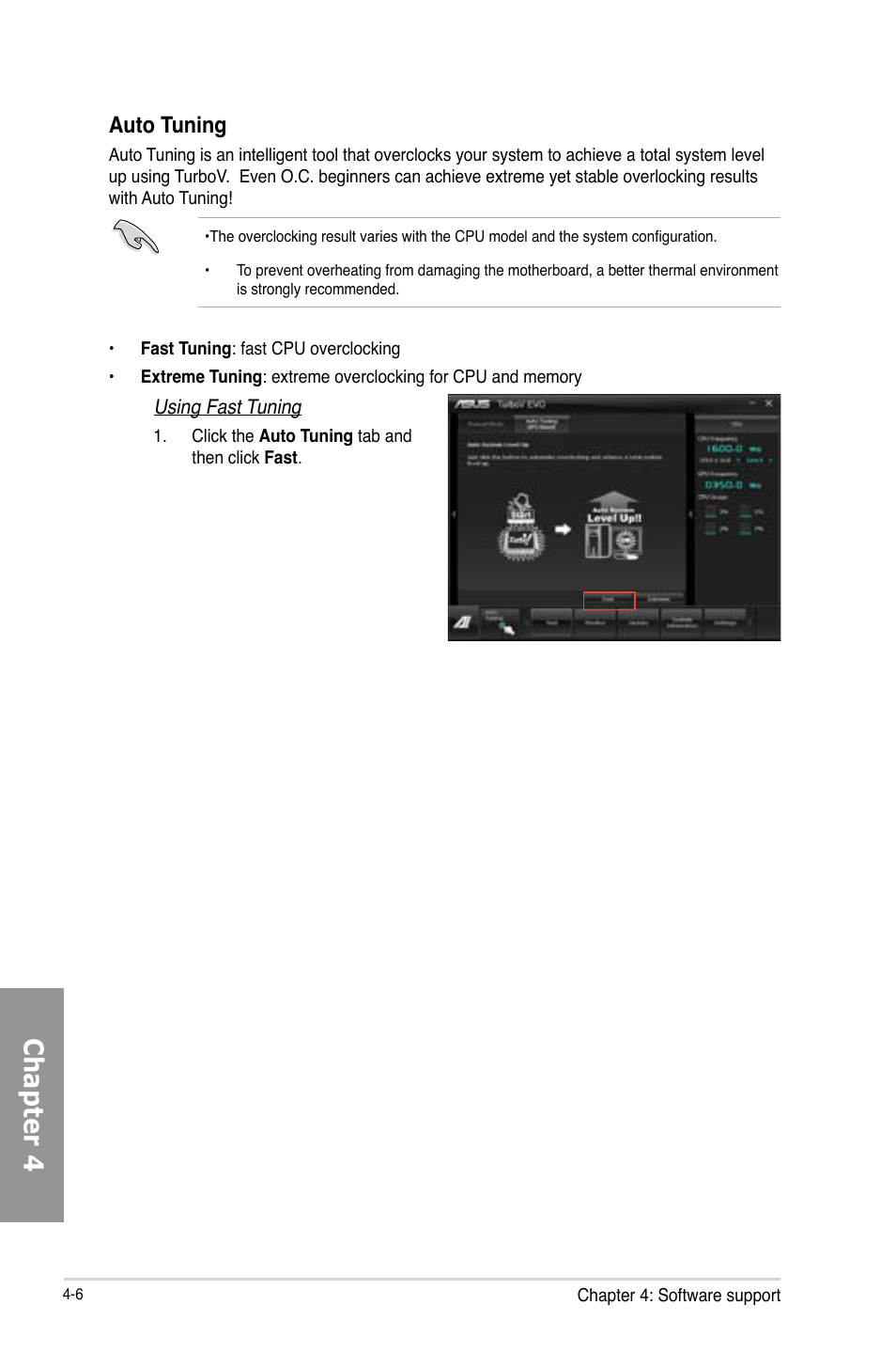 Chapter 4, Auto tuning | Asus P8Z77-V LX User Manual | Page 105 / 142